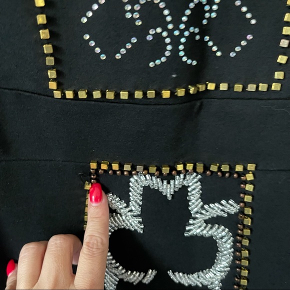 Black Bodycon Dress with Rhinestones - Picture 12 of 13